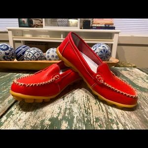 Leather Loafers Slip On Flats
